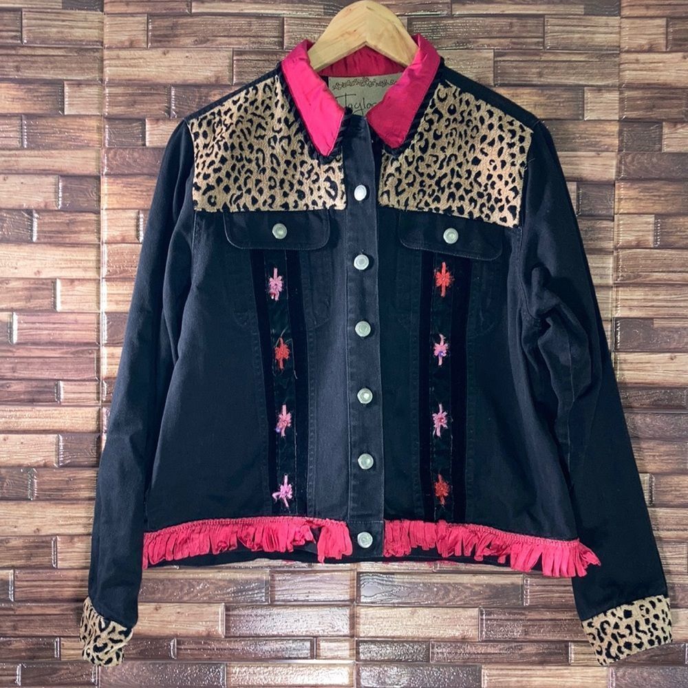 Vintage 80’s Womens Taylor G Dallas, TX Black Retro Denim Jacket size Medium